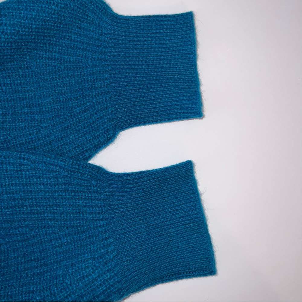 Sundance Catalog Acadia Cashmere Ribbed Long Sleeve Sweater Sea Blue Womens L - Picture 9 of 10